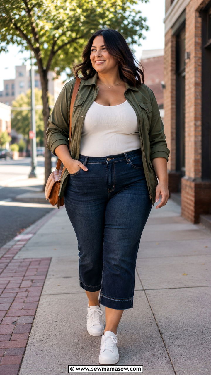 High Rise Cropped Jeans with Ribbed Tank and Jacket - 20 Plus size from Universal Standard