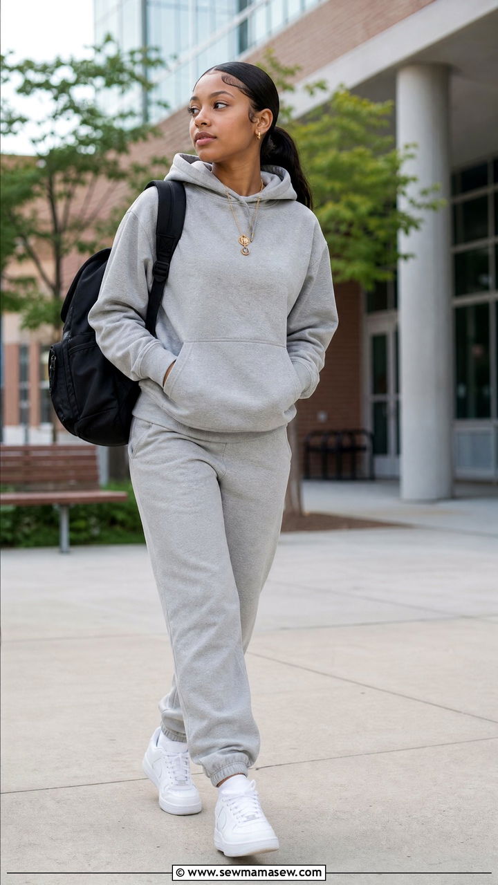 High School Outfit With Matching Sweatsuit And Sneakers - 35 High school outfit ideas