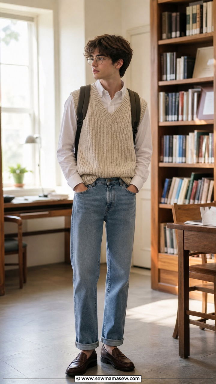 High School Outfit With Sweater Vest And Collared Shirt - 35 High school outfit ideas