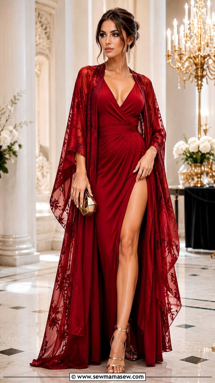 High Slit Maxi Dress With Kimono - 30 Maxi dress with a kimono outfit ideas