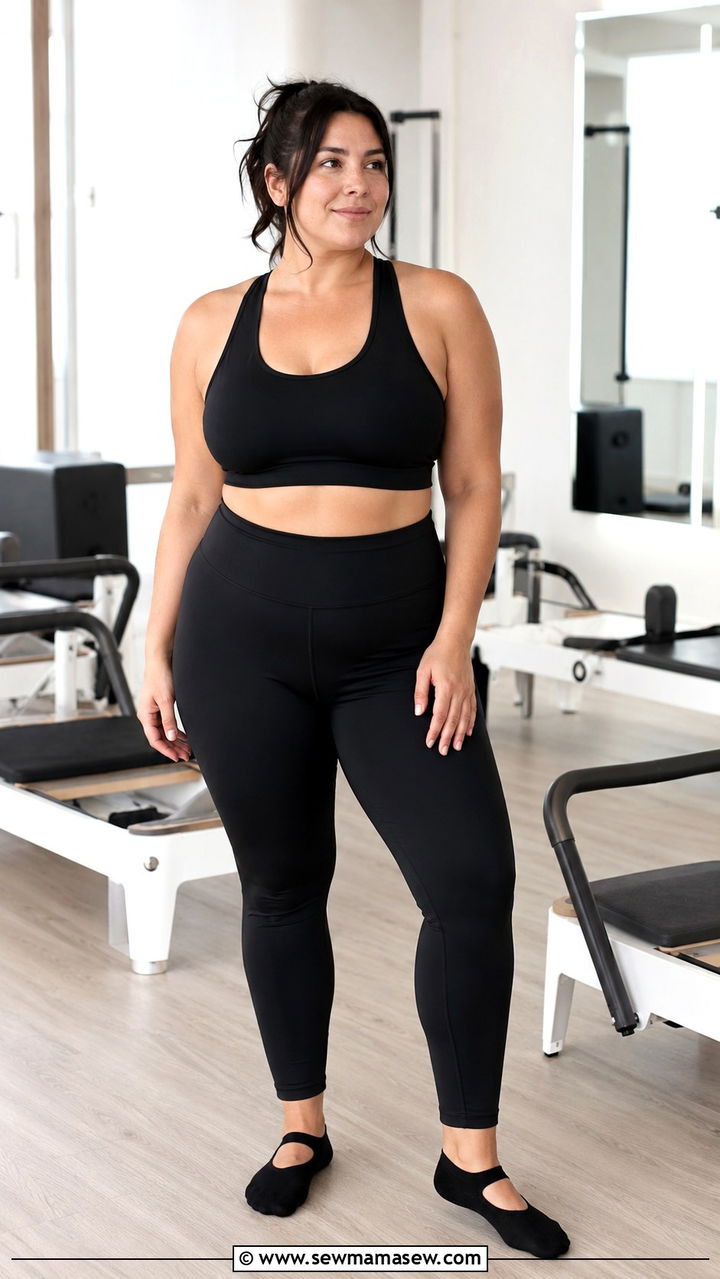 High Waist Leggings and Supportive Sports Bra - 30 Pilates outfit ideas plus size