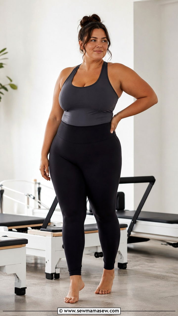 High Waist Sculpting Leggings With Fitted Tank - 30 Plus size pilates outfit ideas