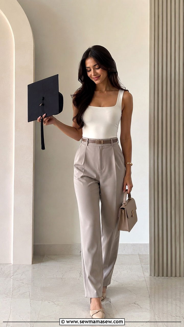 High Waist Trousers And Fitted Bodysuit - 30 casual graduation outfits