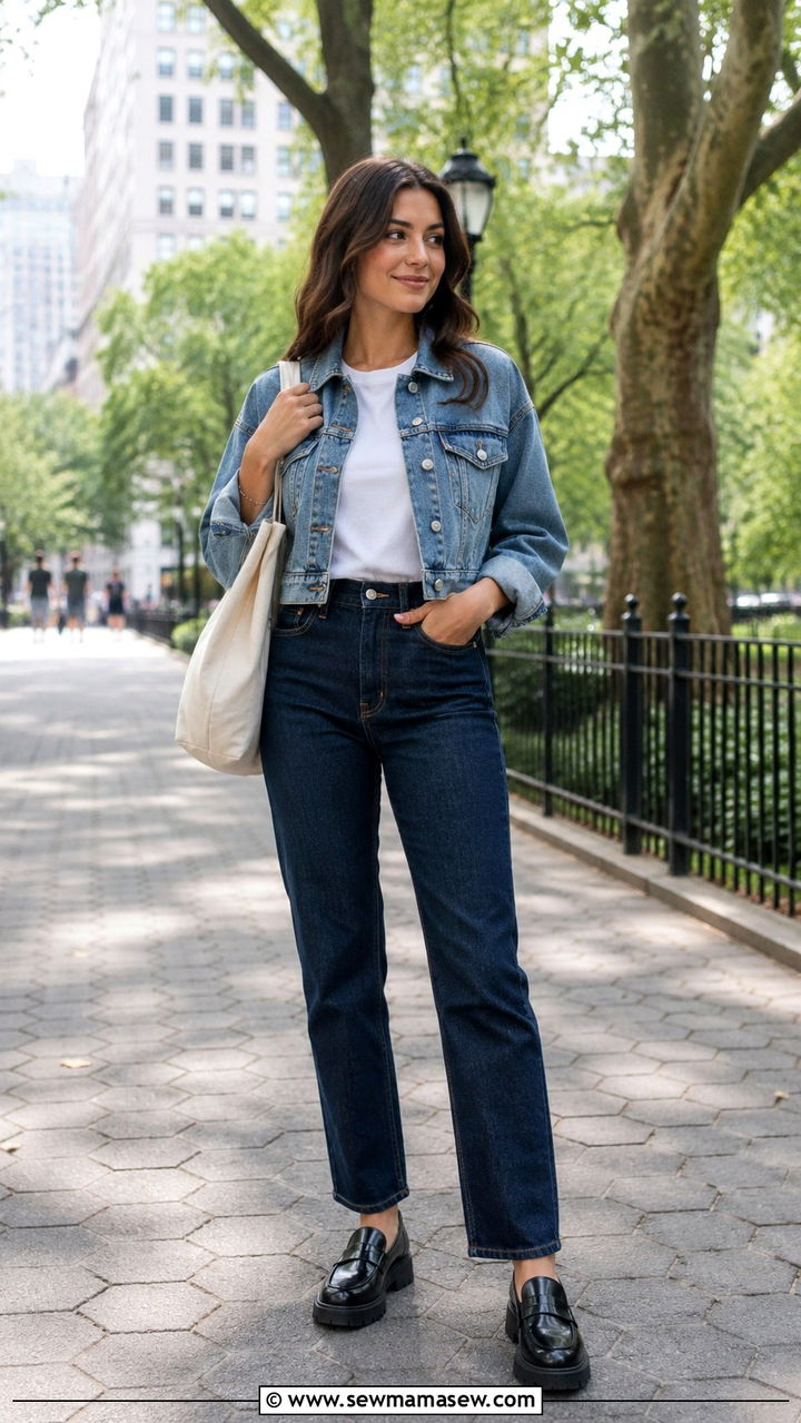 High Waisted Jeans With A Denim Jacket And Loafers - 30 How to style high waisted jeans