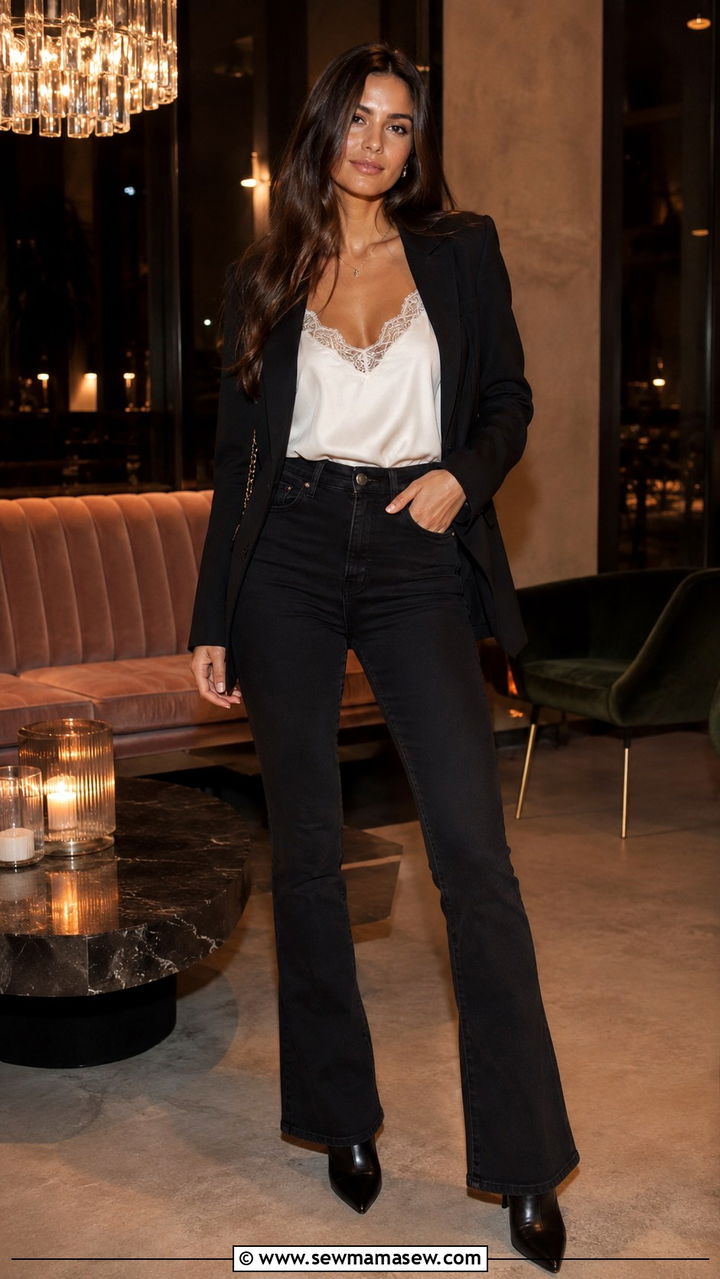 High Waisted Jeans With A Lace Trim Cami And Pointed Toe Boots - 30 How to style high waisted jeans