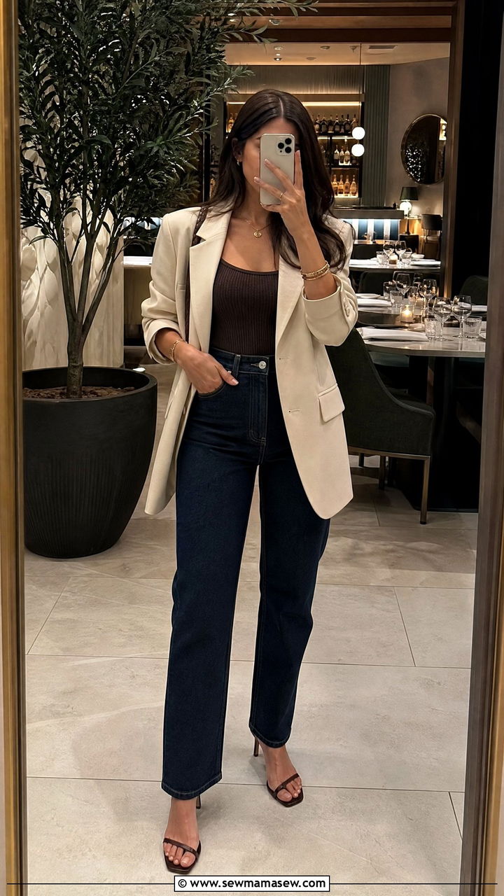 High Waisted Jeans With Ribbed Tank And Strappy Heels - 30 how to style jeans outfits