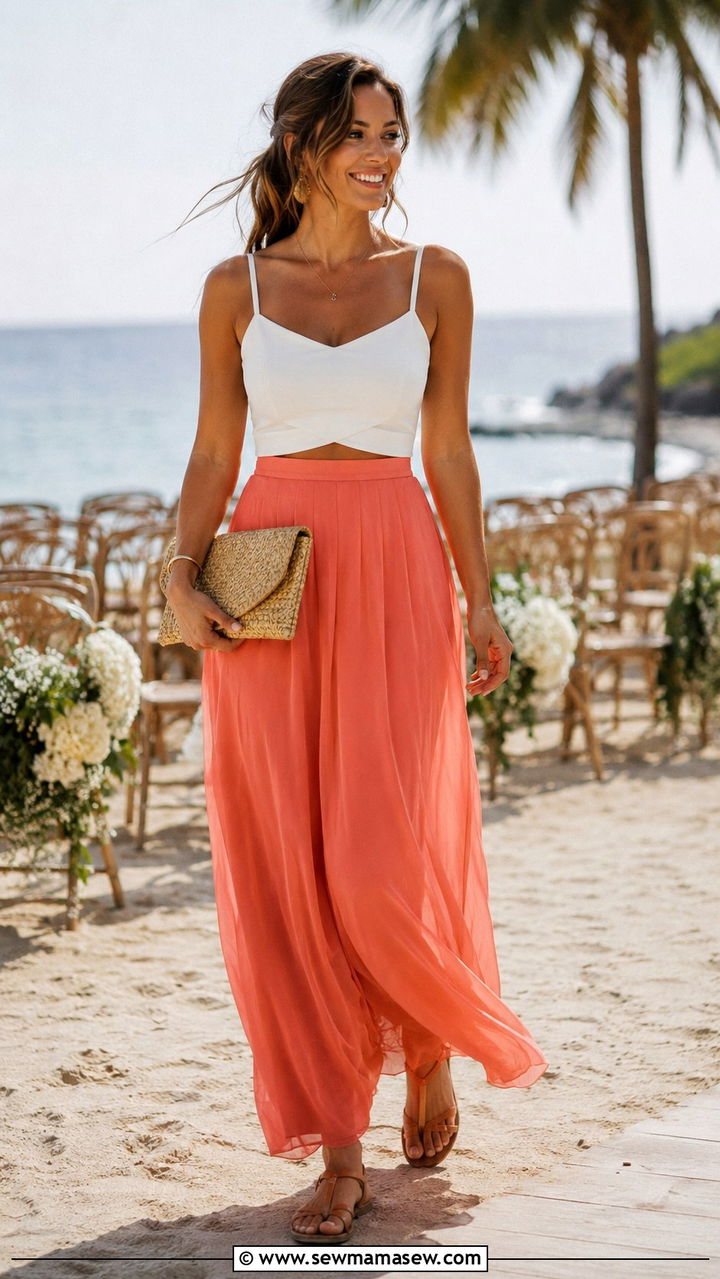 High Waisted Maxi Skirt Wedding Guest Outfit - 25 Wedding guest skirt outfit ideas