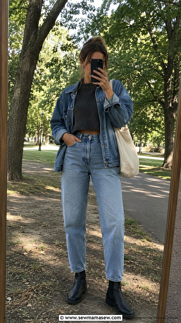 High Waisted Mom Jeans With Flat Ankle Boots - 30 High waisted jeans outfit ideas with boots