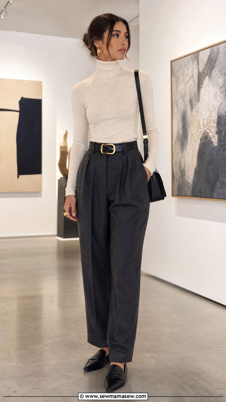High Waisted Pleated Trousers Outfit - 35 glamoratti outfits for women