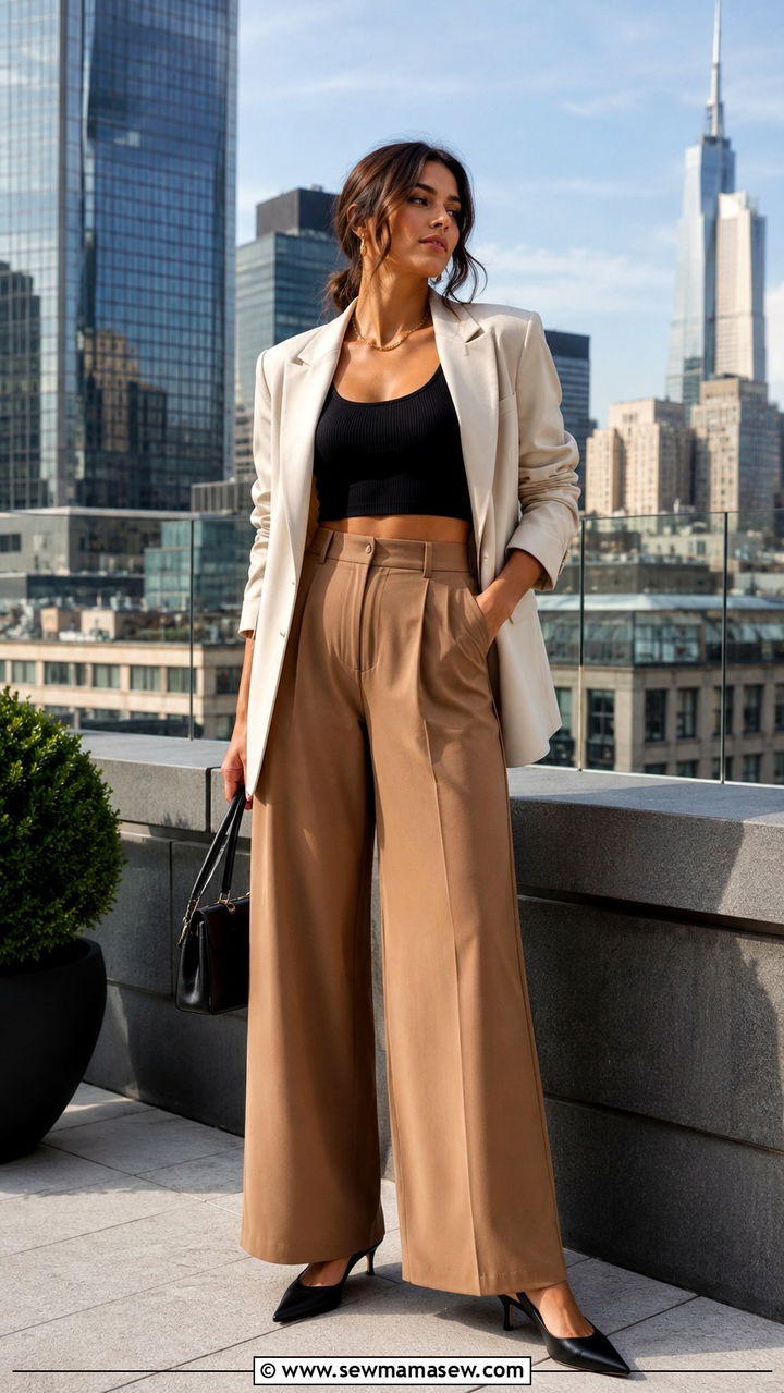 High Waisted Trouser With Crop Top - 30 trouser outfit ideas for women