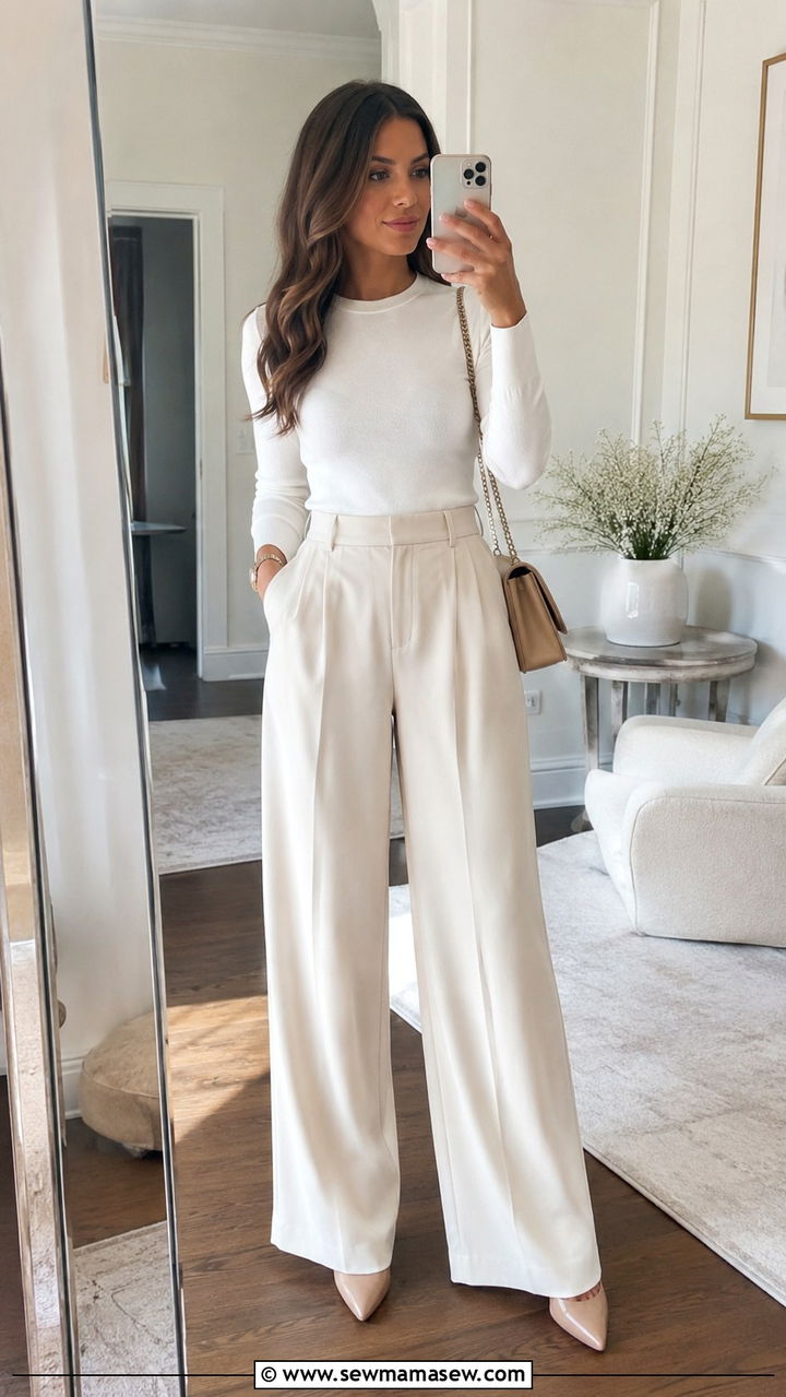 High Waisted Wide Leg Pants Outfit - 25 Outfits that make you look taller