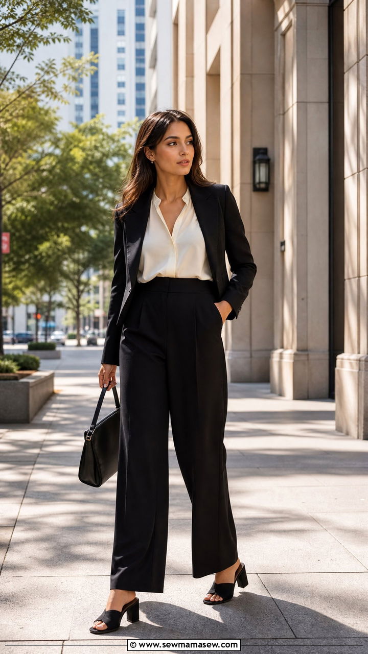 High Waisted Wide Leg Trousers Outfit - 25 Outfit ideas to look slimmer