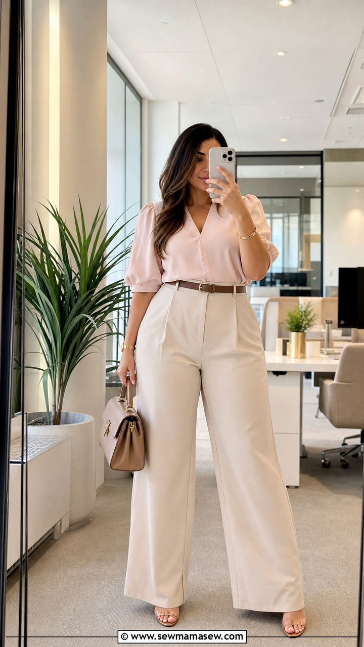 High Waisted Wide Leg Trousers Spring Outfit Pear Shape - 25 spring outfits for pear shaped body
