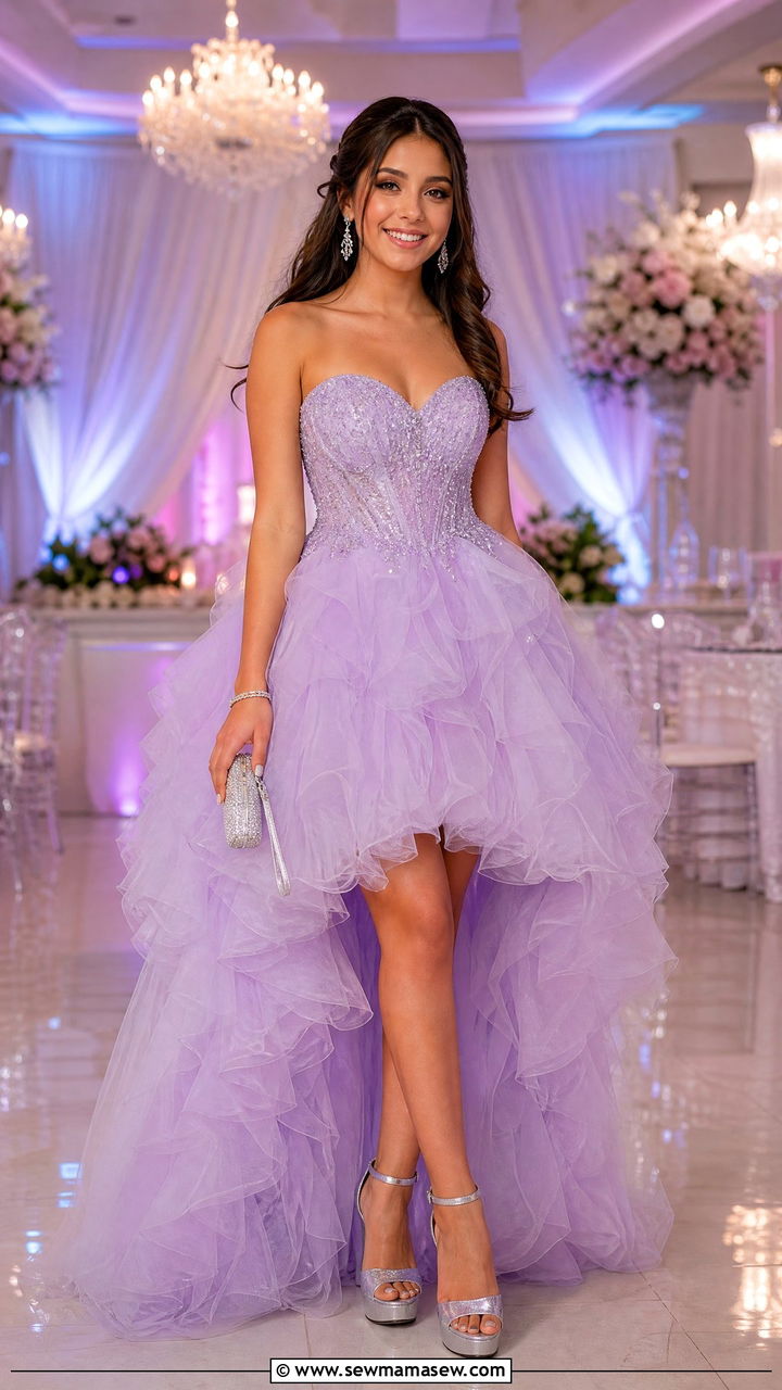 High low quinceanera dress with ankle strap heels - 25 Quinceanera outfit ideas