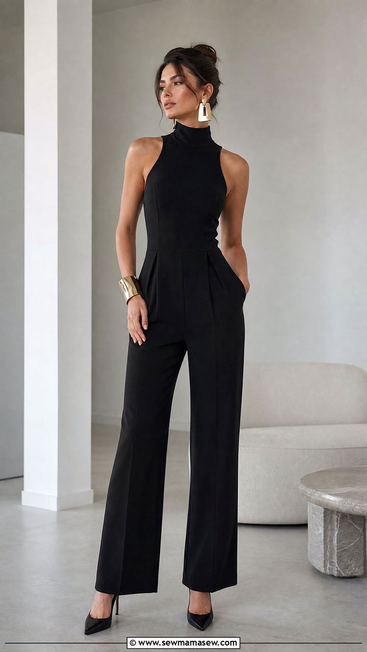 High neck jumpsuit minimal outfit - 35 How to style a jumpsuit