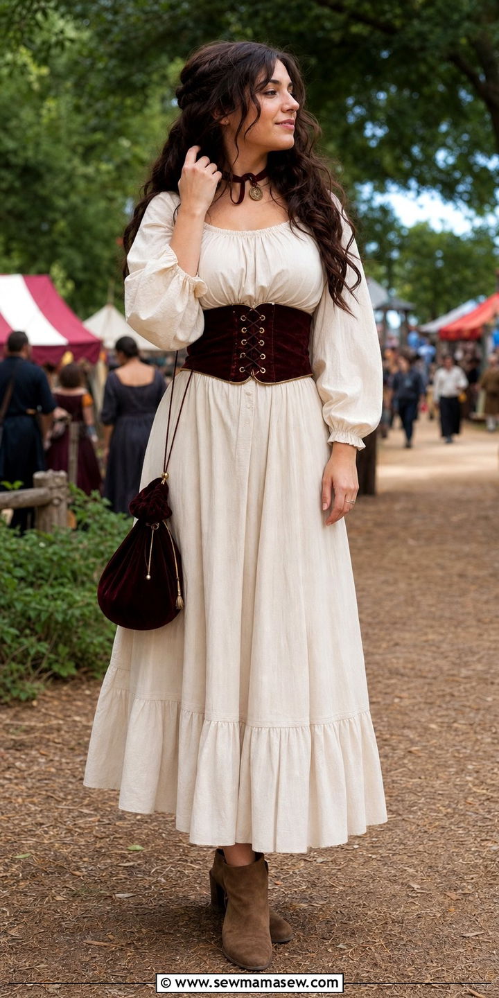 High waisted maxi skirt with corset belt outfit - 25 fairycore outfit ideas for women over 40