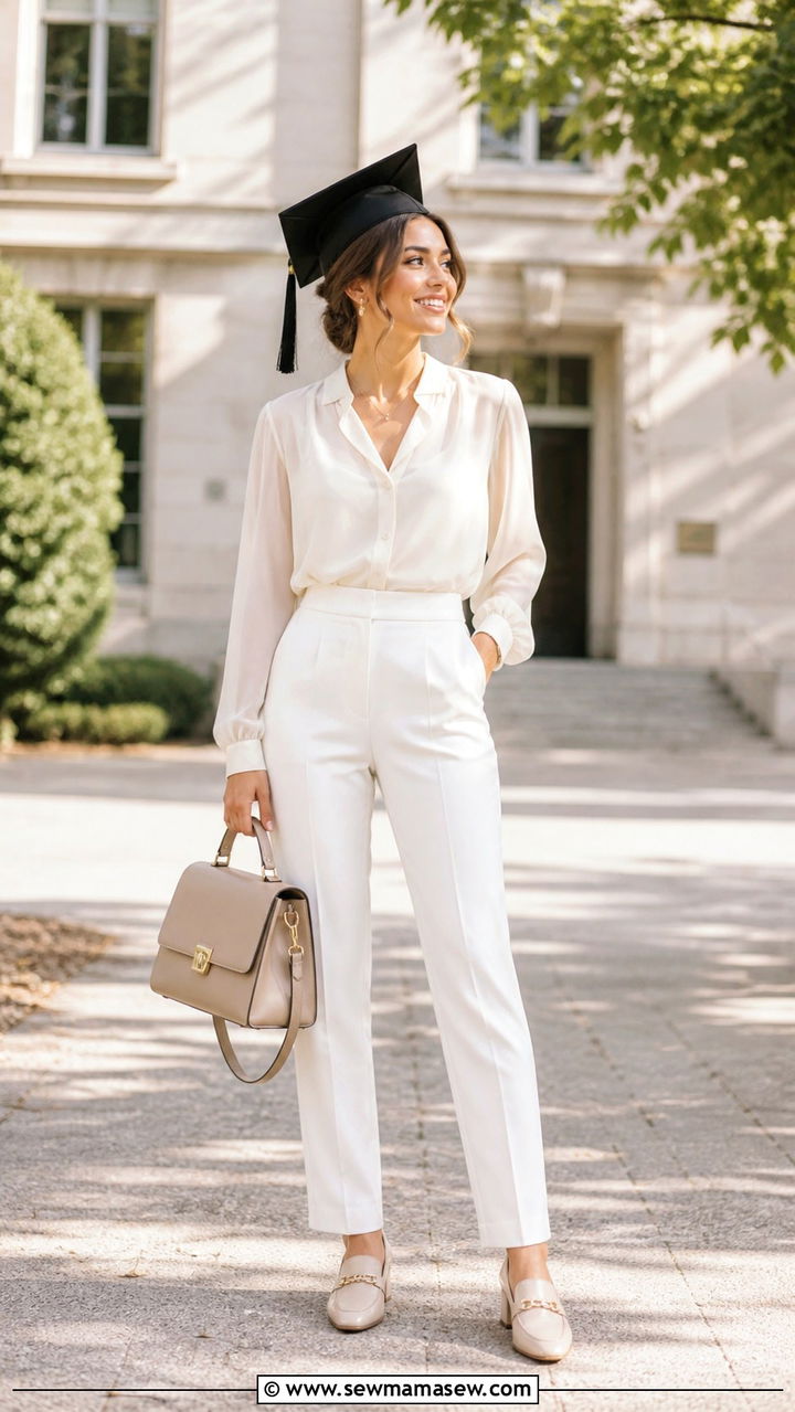 High waisted trousers and blouse graduation outfit - 40 graduation outfits