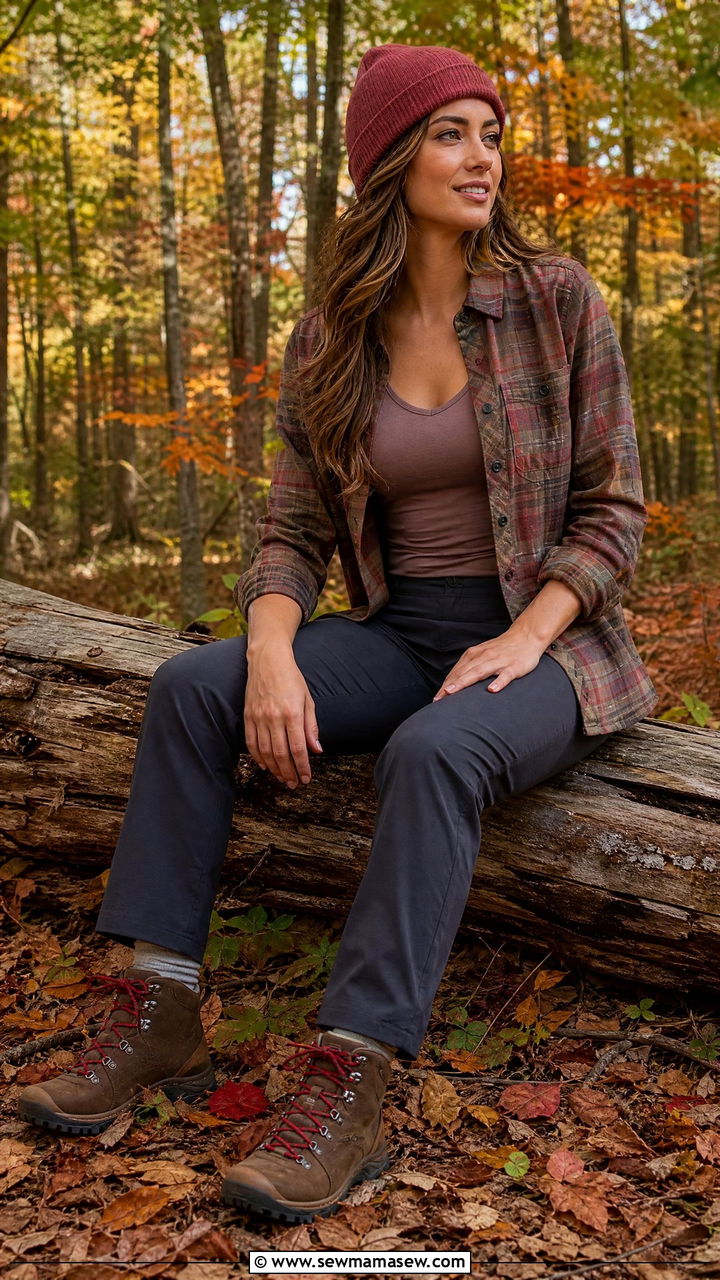 Hiking Outfit with a Flannel Shirt - 30 Hiking outfit ideas 2026