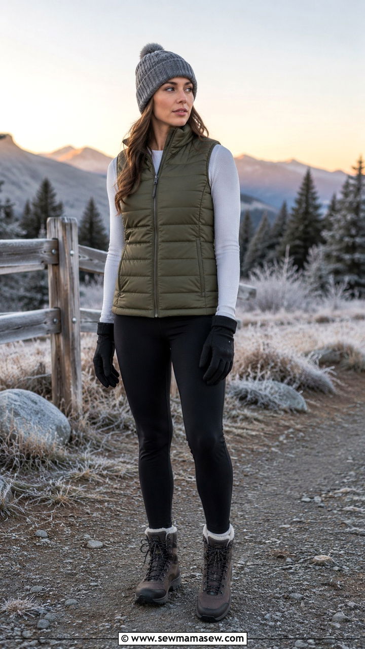 Hiking Outfit with a Puffer Vest - 30 Hiking outfit ideas 2026