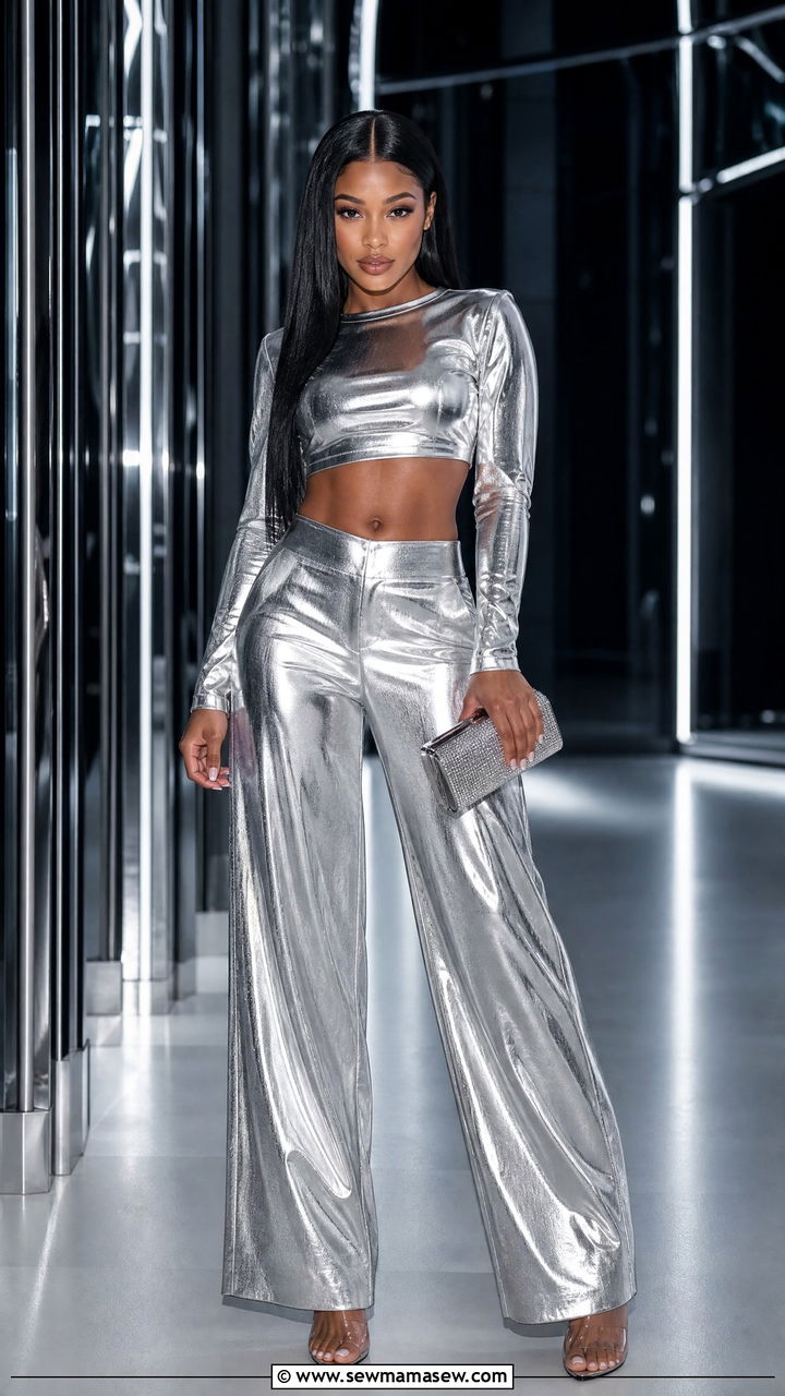 Hip Hop Concert Outfit Metallic Two Piece Set - 25 Hip hop concert outfit ideas