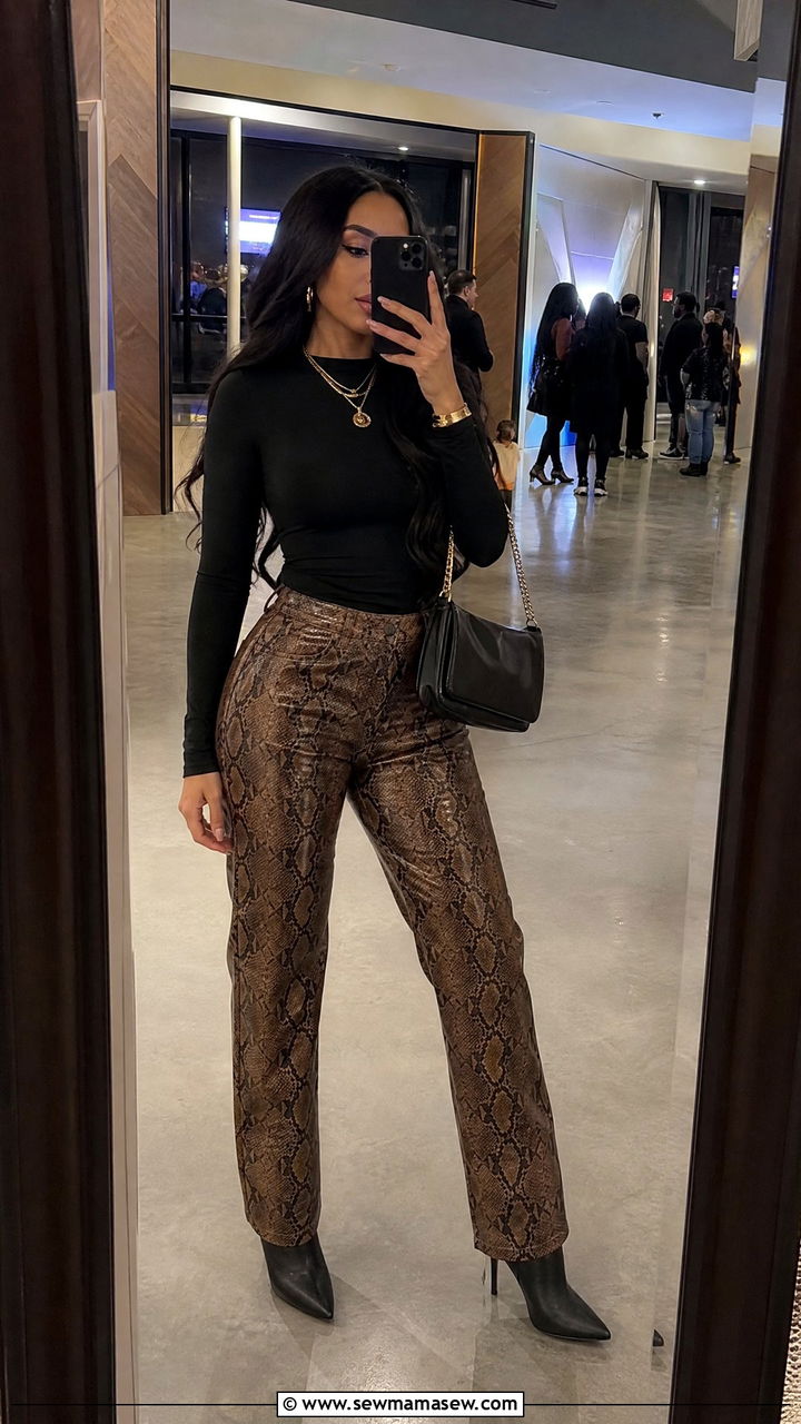 Hip Hop Concert Outfit Snakeskin Pants With Fitted Black Top - 25 Hip hop concert outfit ideas
