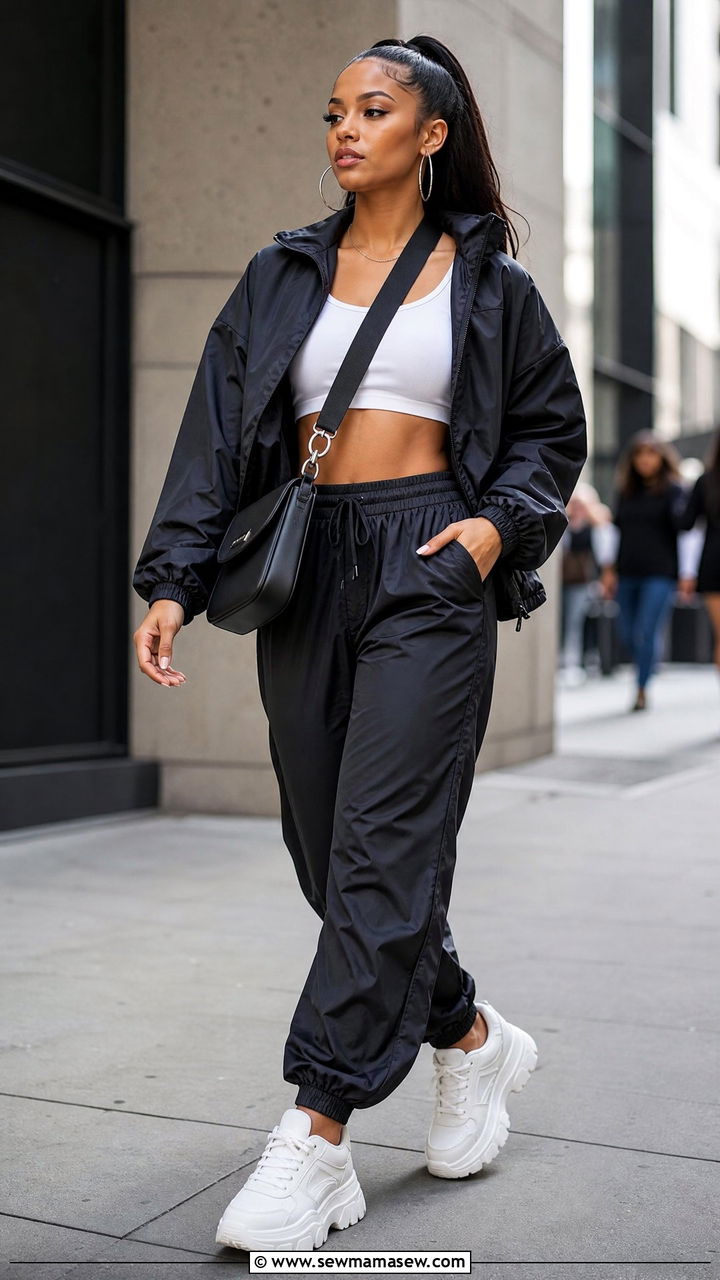 Hip Hop Concert Outfit Tracksuit Set With Chunky Sneakers - 25 Hip hop concert outfit ideas