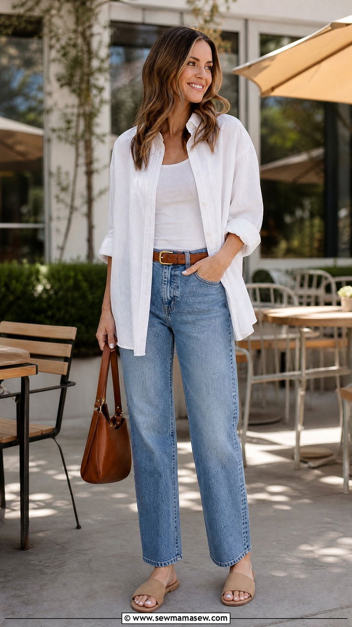 Homeschool Mom Button Down Shirt With Jeans - 25 Homeschool mom outfit ideas