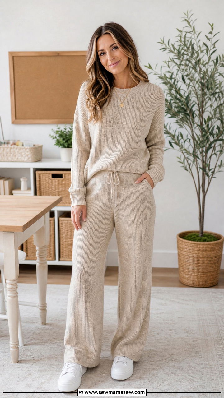 Homeschool Mom Matching Knit Lounge Set - 25 Homeschool mom outfit ideas