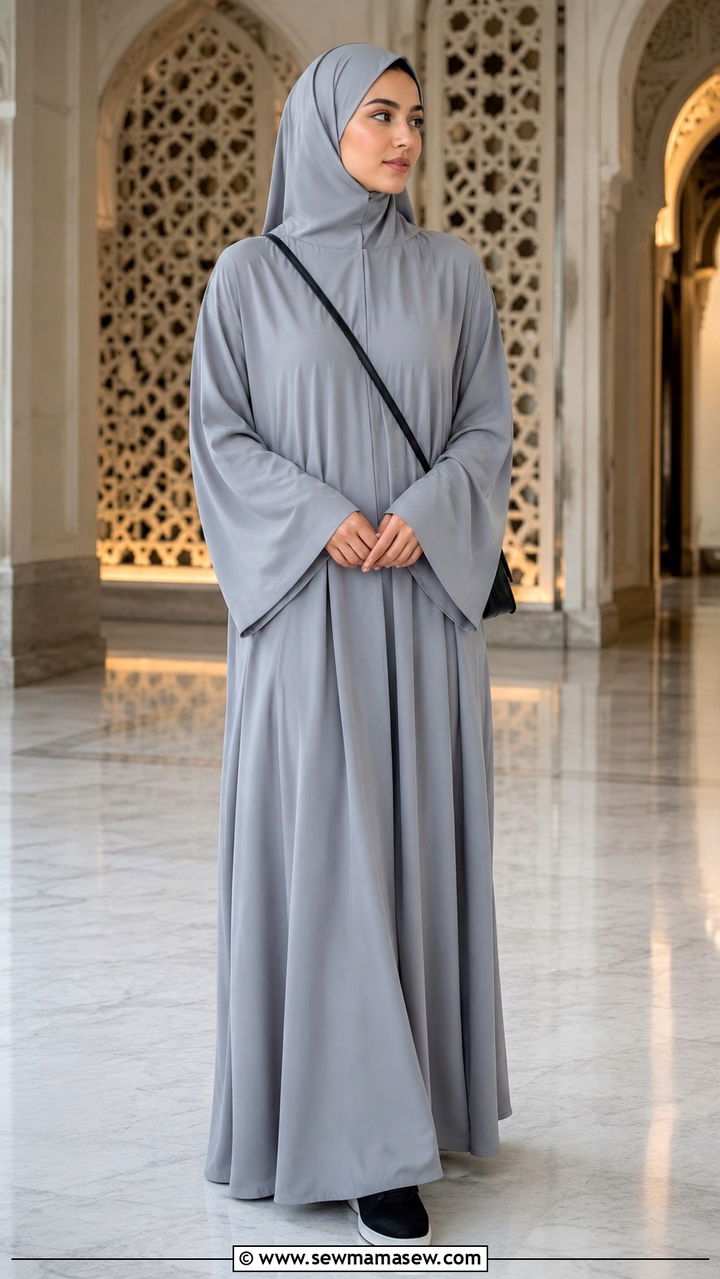 Hooded Abaya with Attached Hijab for Umrah - 30 Modest outfit ideas for Umrah