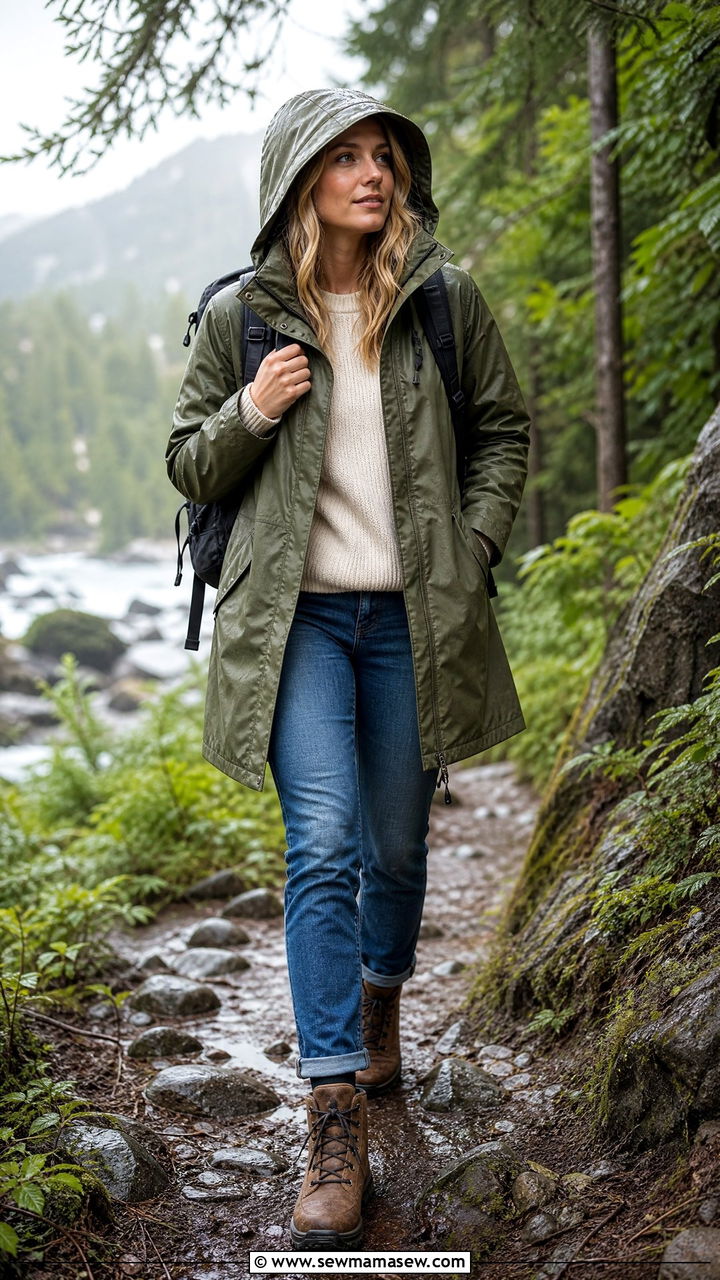 Hooded Parka and Hiking Boots Spring Rain Outfit - 25 Spring rain outfit ideas