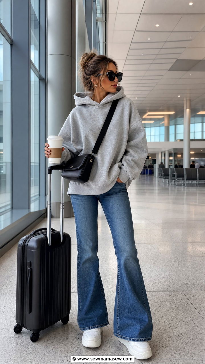 Hoodie With Flare Jeans And White Sneakers - 25 Flare jeans outfit ideas with white sneakers