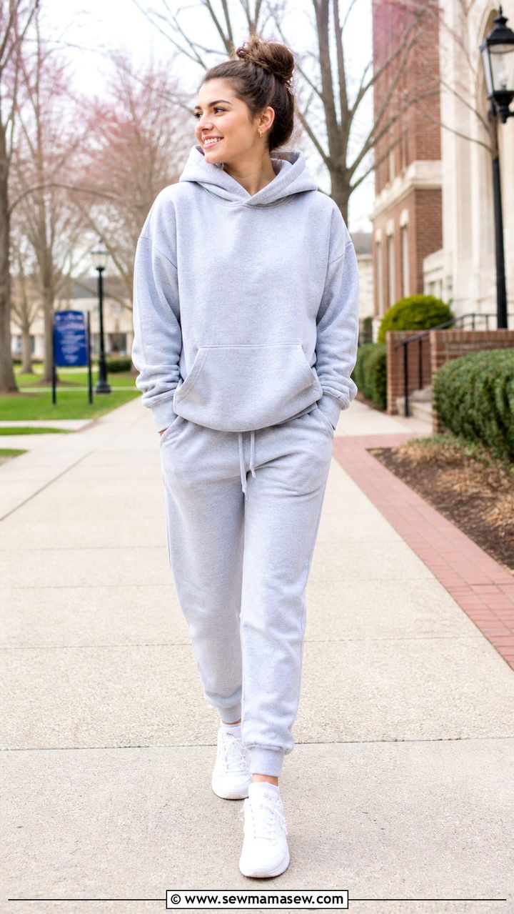 Hoodie and Joggers Matching Sweat Set Outfit - 40 First day of school outfit ideas 2026