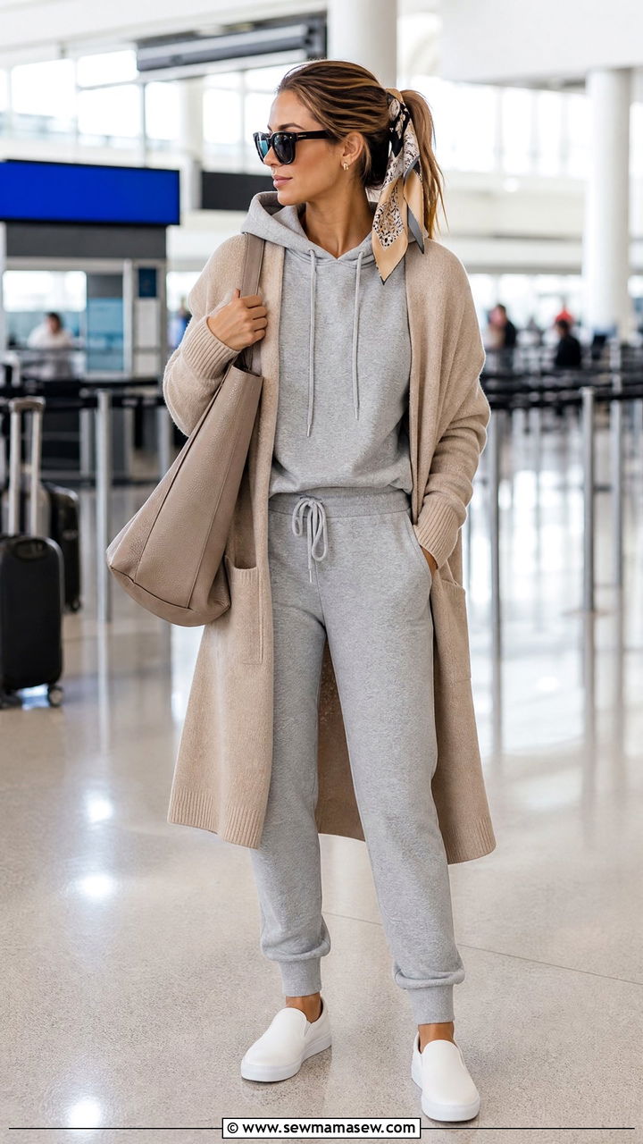 Hoodie and Joggers Set Airport Travel Outfit - 25 Hoodie and joggers matching set outfit ideas