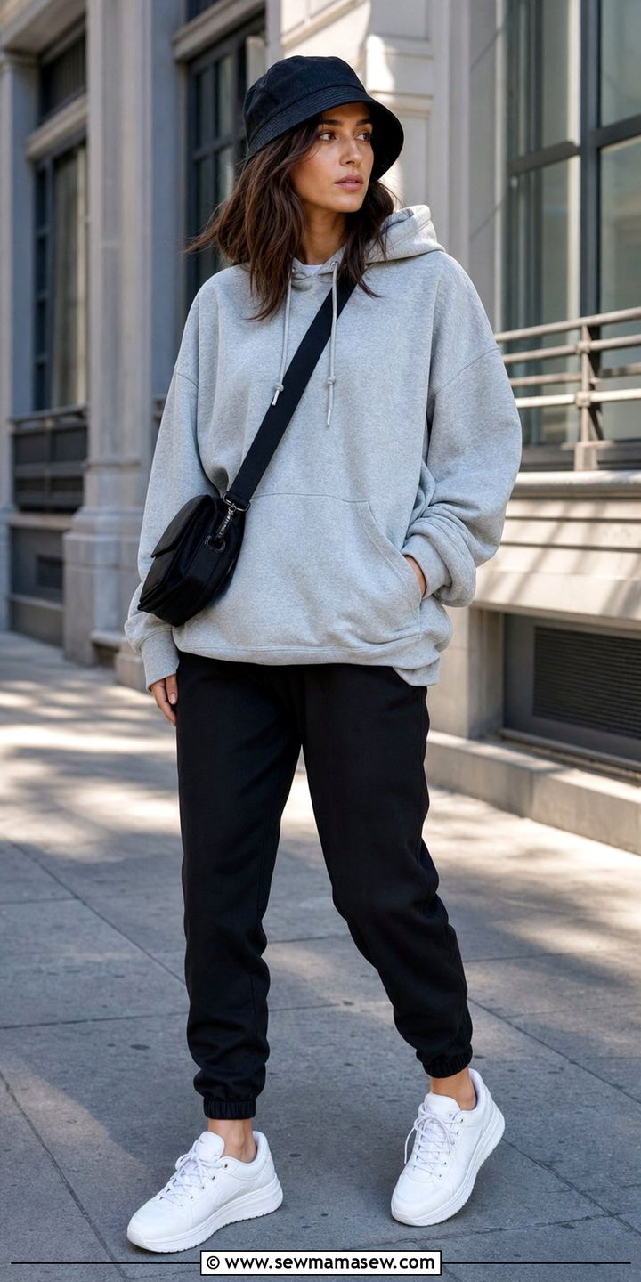 Hoodie and Joggers for Weekend Errands - 35 Bucket hat outfit ideas