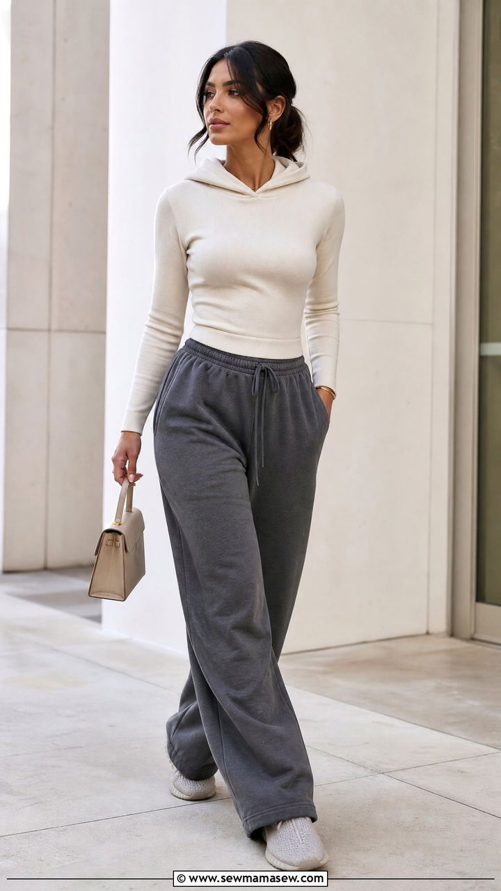 Hoodie and Wide Leg Joggers Set - 25 Hoodie and joggers matching set outfit ideas