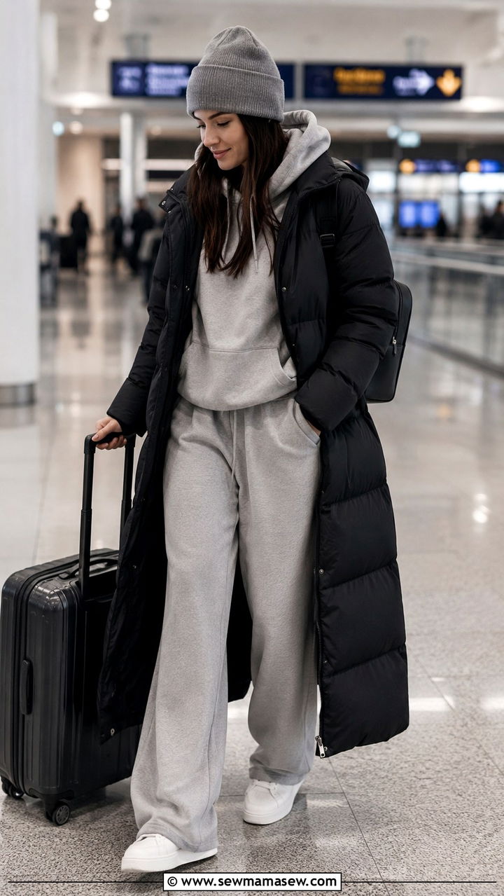 Hoodie and Wide Leg Sweatpants - 30 cute travel outfits