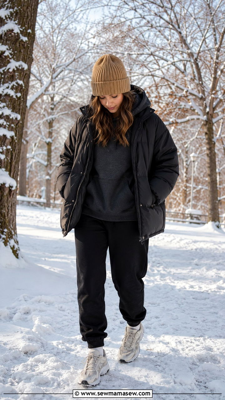 Hoodie and joggers with a beanie - 30 Hoodie and joggers outfit ideas