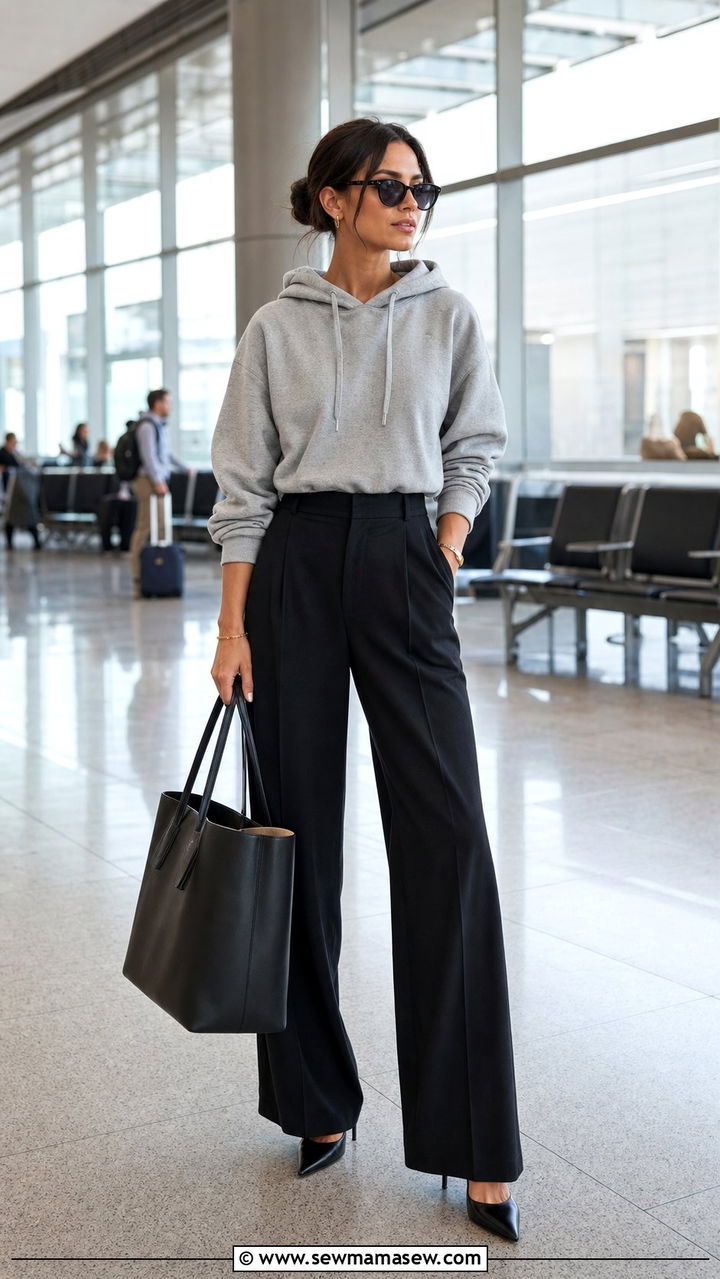Hoodie with Tailored Trousers and Pointed Toe Heels - 25 spring model off duty outfits