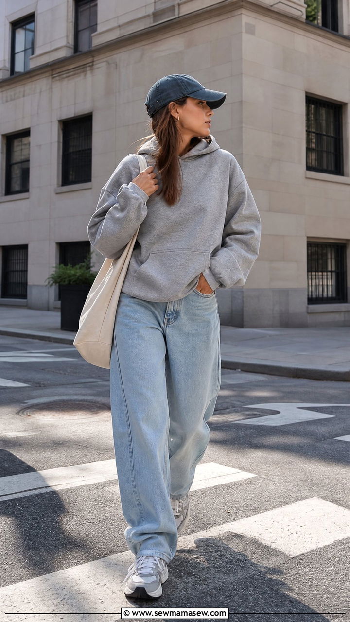 Hoodie with baggy jeans outfit - 35 Model off duty outfit ideas