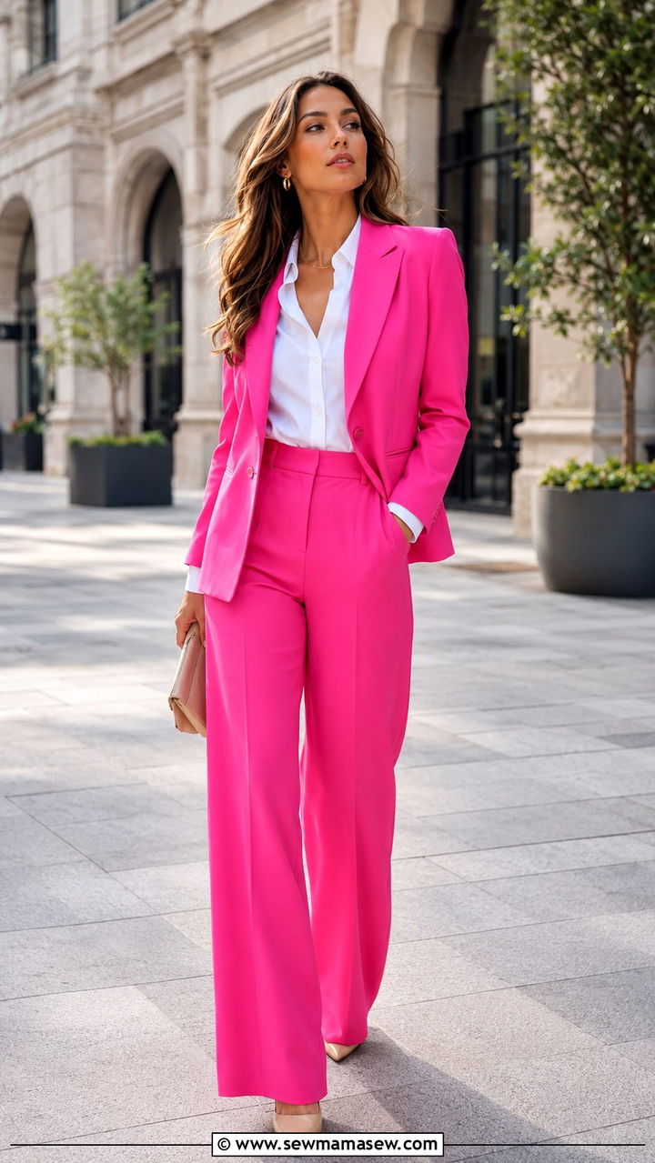 Hot Pink Matching Suit Outfit - 30 Hot pink outfit ideas