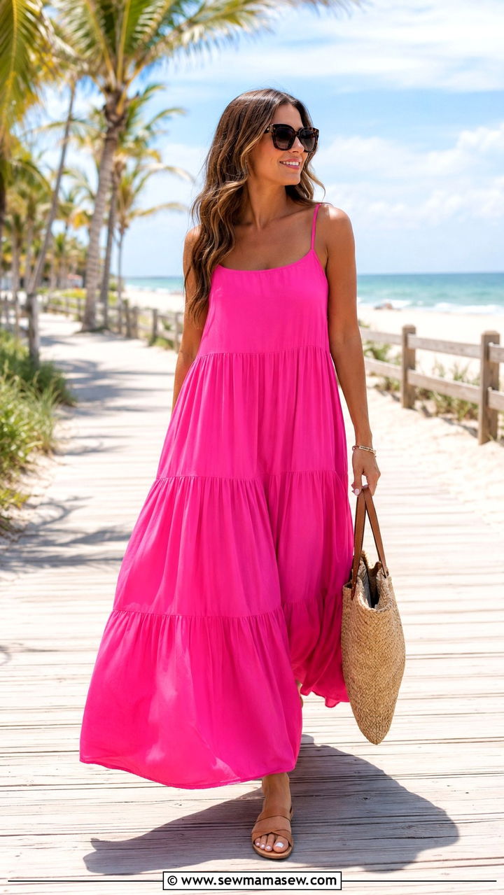Hot Pink Maxi Dress Summer Outfit - 30 Hot pink outfit ideas