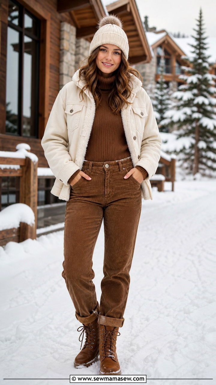 Hot Pink Ski Jacket with Black Flared Snow Pants - 40 Ski trip outfits