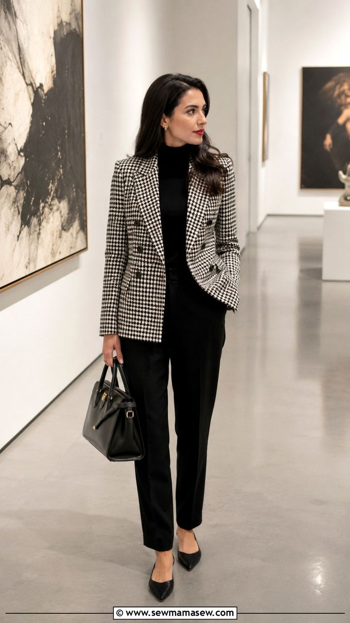 Houndstooth Blazer Old Money Look - 30 old money outfits aesthetic