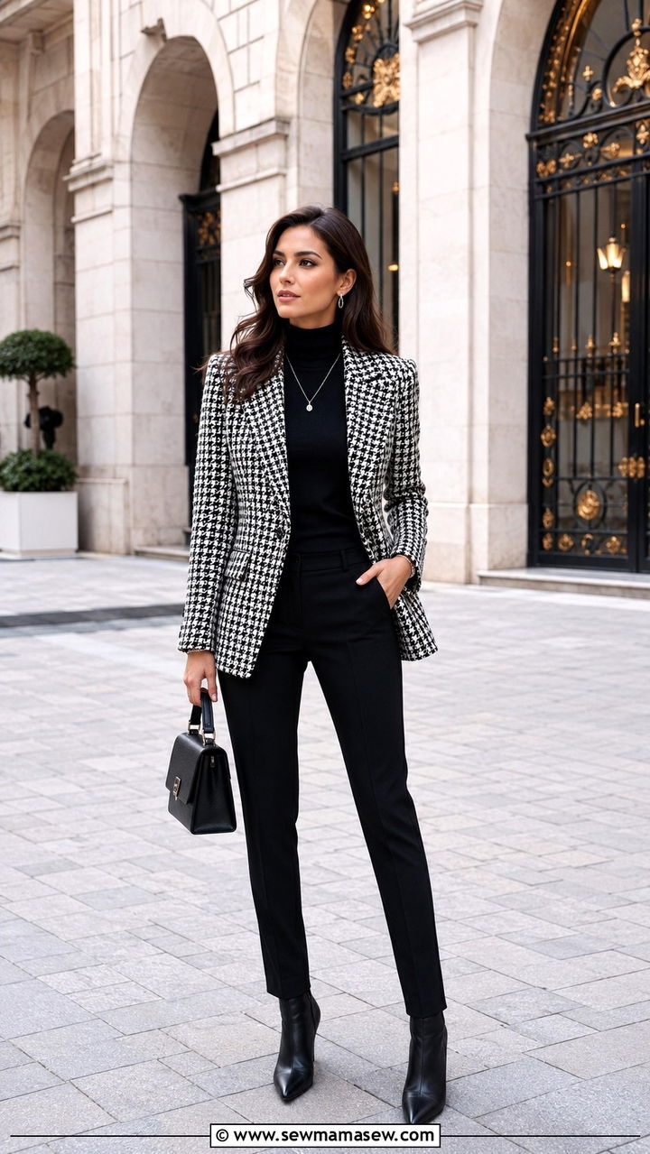 Houndstooth Blazer Outfit - 30 classy blazer outfits