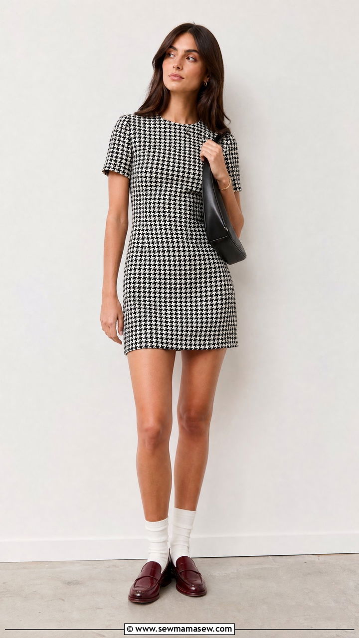 Houndstooth Dress With Crew Socks and Loafers Outfit - 25 Ivy league outfit ideas 2026