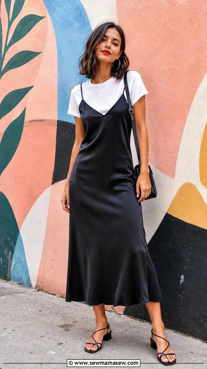 How To Wear Strappy Sandals With A Layered Slip Dress And Tee - 30 How to style strappy sandals