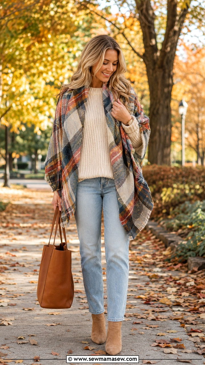 How to Style a Blanket Scarf with Jeans - 30 How to style a scarf