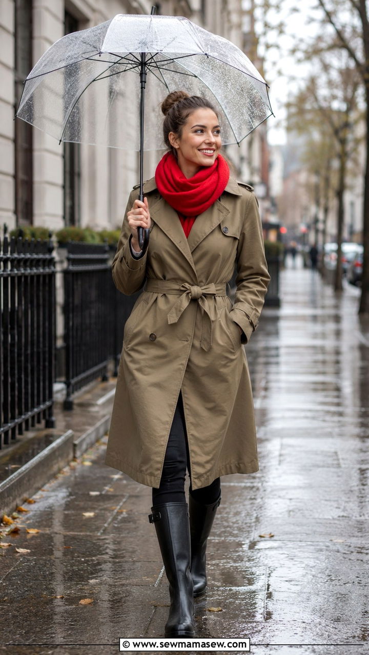 How to Style a Scarf with a Raincoat - 30 How to style a scarf