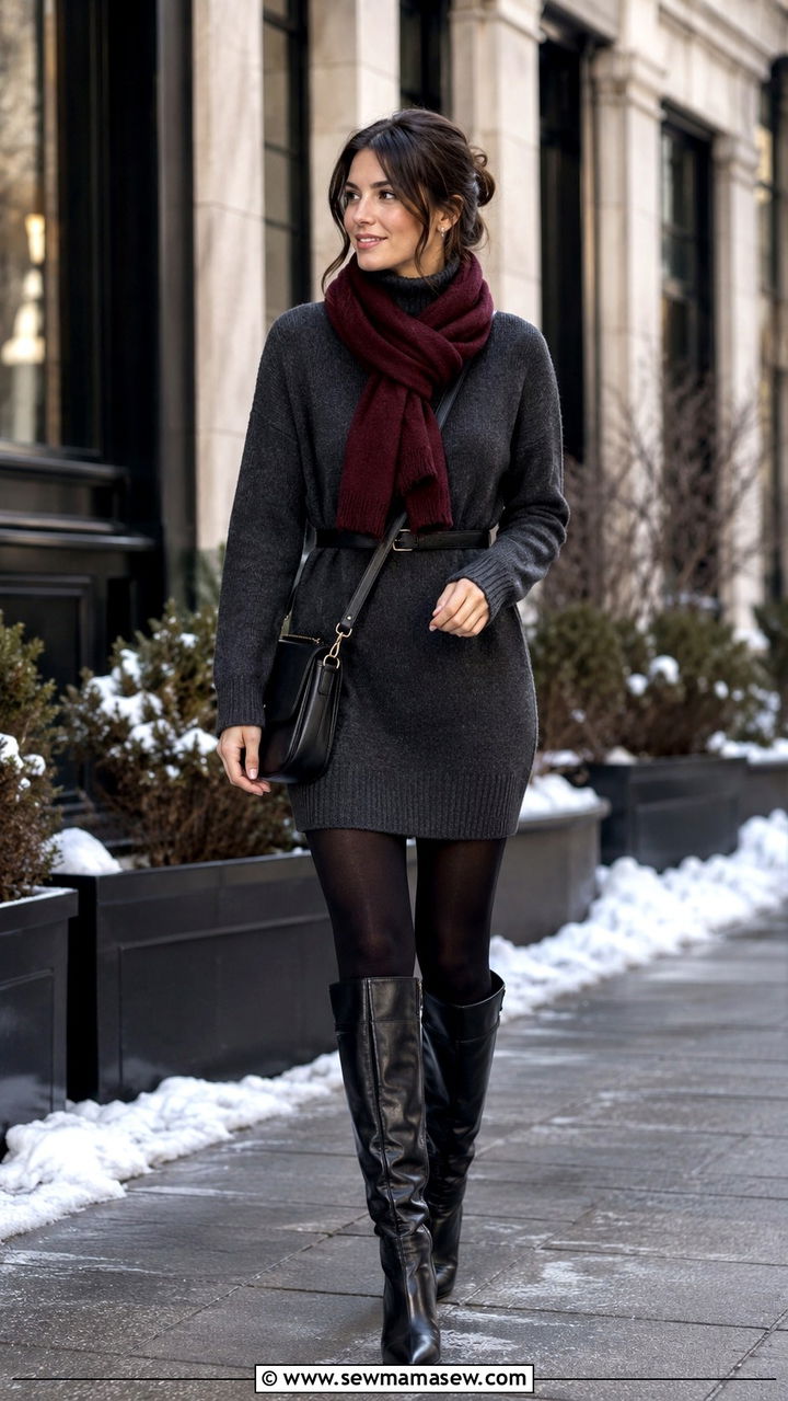 How to Style a Scarf with a Sweater Dress - 30 How to style a scarf