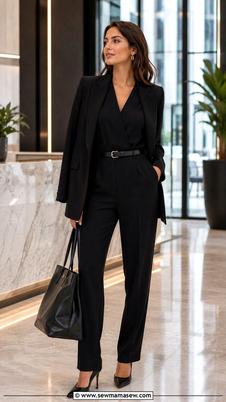How to style a black jumpsuit for work with blazer - 30 How to style a jumpsuit for work